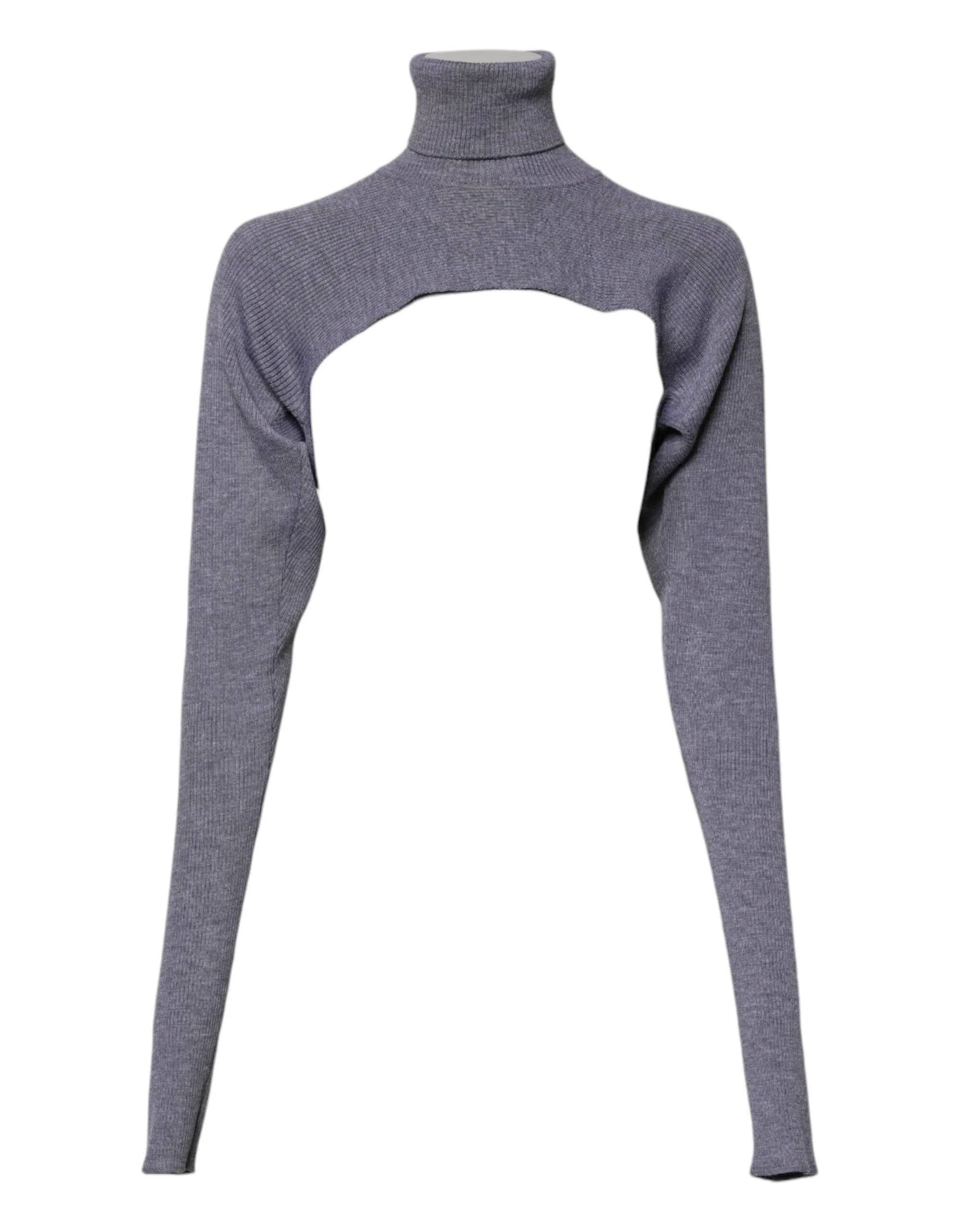 Dolce & Gabbana Gray Wool Knit Turtleneck Cropped Top Sweater - IT40|S - Sweaters