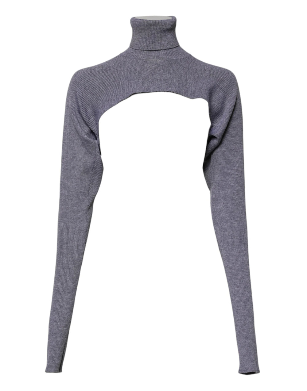 Dolce & Gabbana Gray Wool Knit Turtleneck Cropped Top Sweater - IT40|S - Sweaters