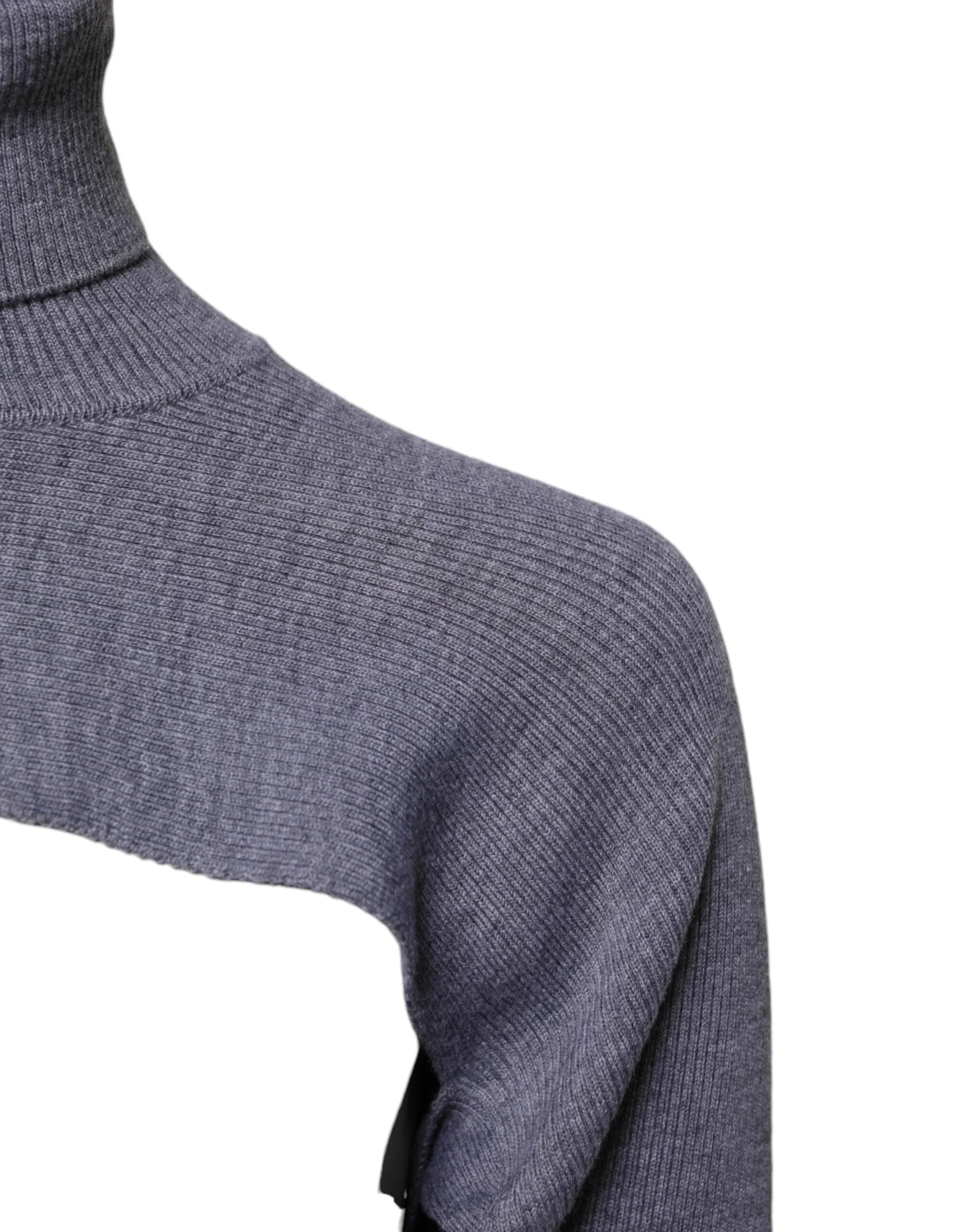 Dolce & Gabbana Gray Wool Knit Turtleneck Cropped Top Sweater - IT40|S - Sweaters