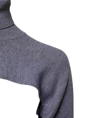 Dolce & Gabbana Gray Wool Knit Turtleneck Cropped Top Sweater - IT40|S - Sweaters