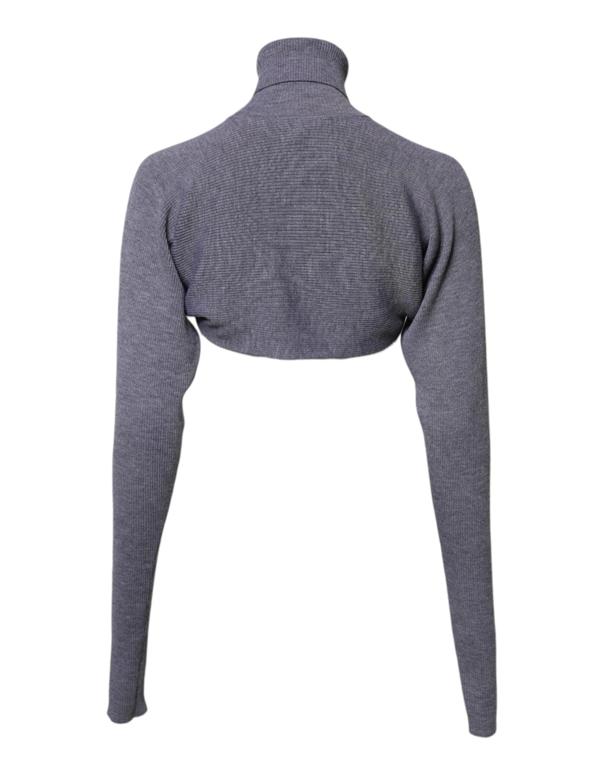 Dolce & Gabbana Gray Wool Knit Turtleneck Cropped Top Sweater - IT40|S - Sweaters