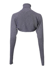 Dolce & Gabbana Gray Wool Knit Turtleneck Cropped Top Sweater - IT40|S - Sweaters