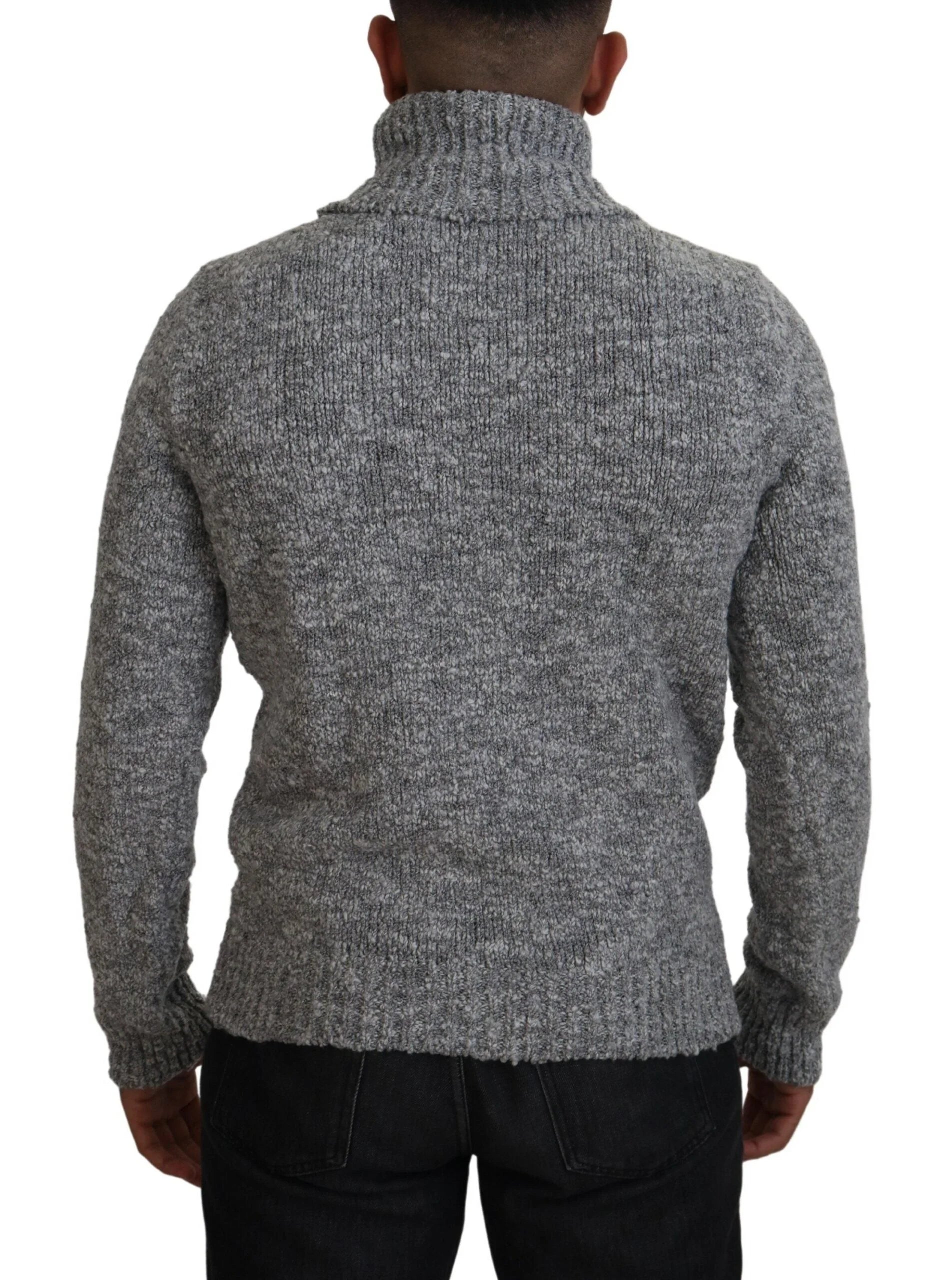 Dolce & Gabbana Gray Wool Knit Turtleneck Pullover Sweater - Sweaters
