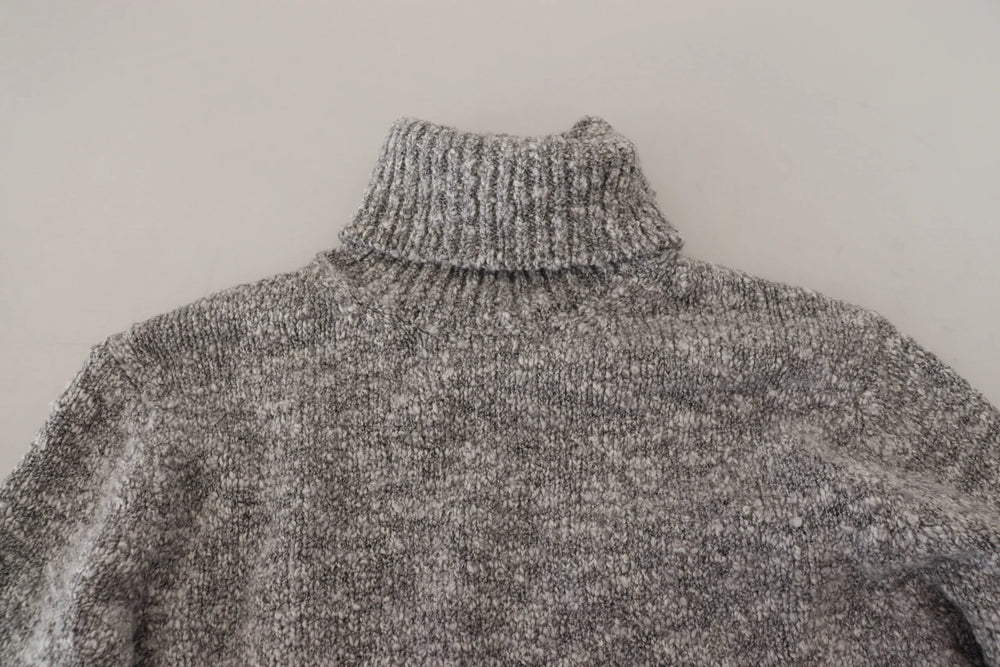 Dolce & Gabbana Gray Wool Knit Turtleneck Pullover Sweater - Sweaters