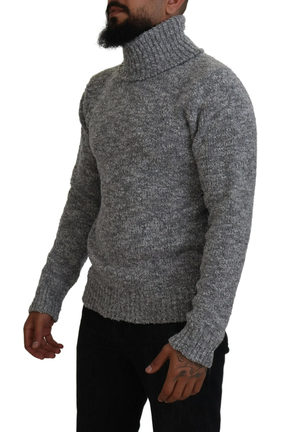 Dolce & Gabbana Gray Wool Knit Turtleneck Pullover Sweater - Sweaters