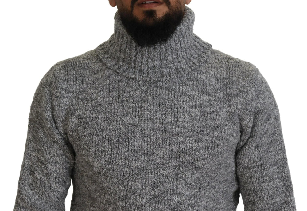 Dolce & Gabbana Gray Wool Knit Turtleneck Pullover Sweater - Sweaters