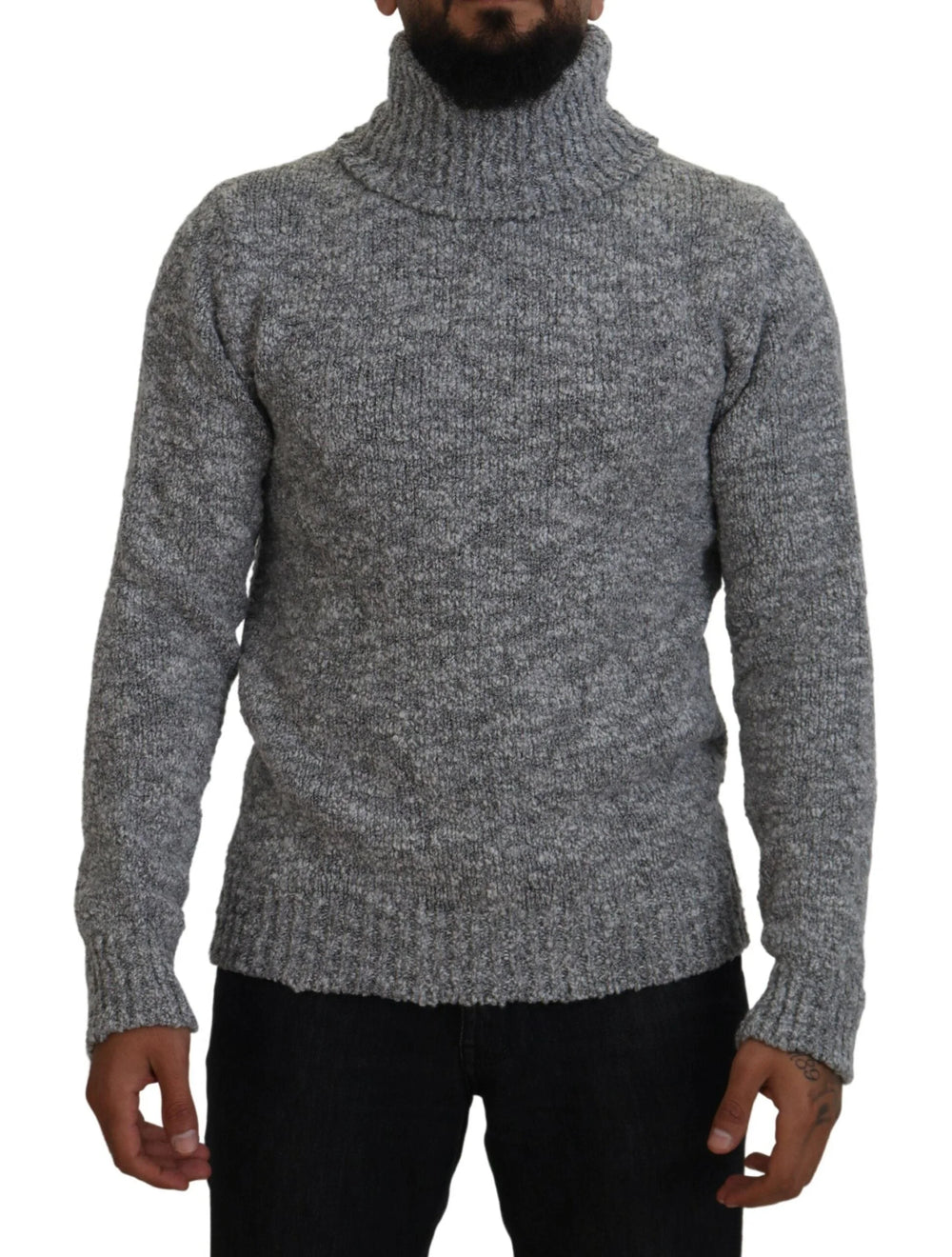 Dolce & Gabbana Gray Wool Knit Turtleneck Pullover Sweater - Sweaters