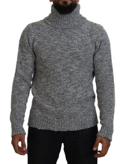 Dolce & Gabbana Gray Wool Knit Turtleneck Pullover Sweater - Sweaters