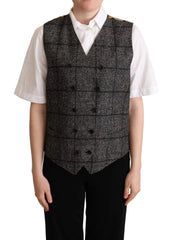 Dolce & Gabbana Gray Wool Leopard Print Waistcoat Vest - IT40|S - Vests