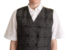 Dolce & Gabbana Gray Wool Leopard Print Waistcoat Vest - IT40|S - Vests