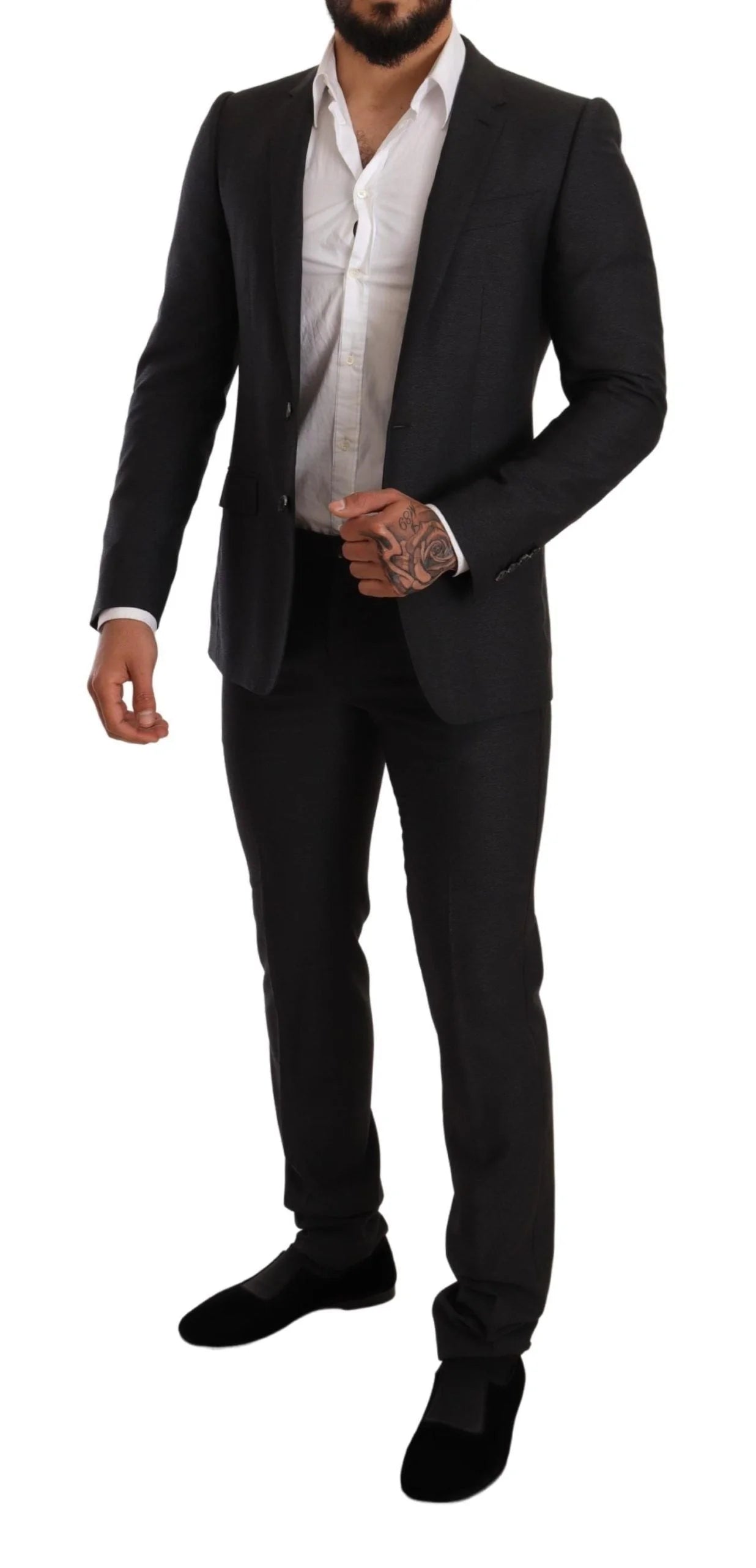 Dolce & Gabbana Gray Wool MARTINI Slim Fit Set Suit - IT44 | XS - Pant Suits
