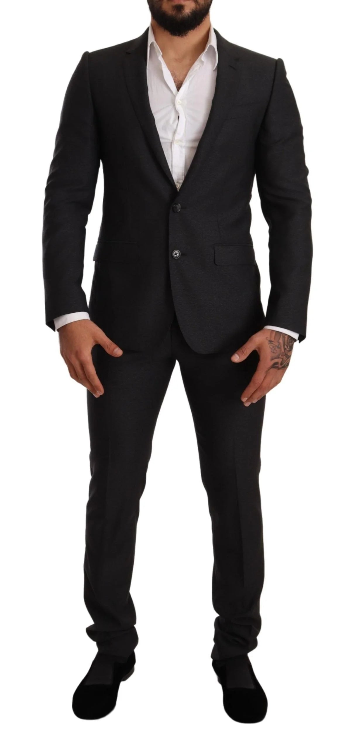 Dolce & Gabbana Gray Wool MARTINI Slim Fit Set Suit - IT44 | XS - Pant Suits