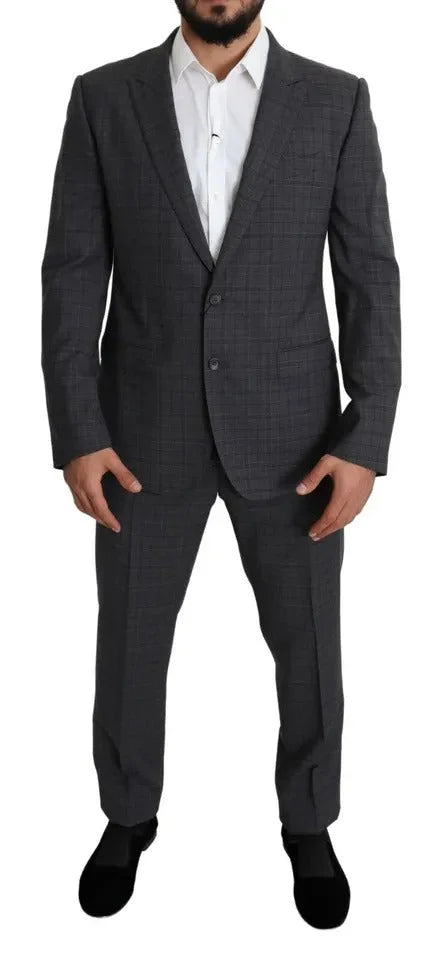 Dolce & Gabbana Gray Wool Men Formal 2 Piece MARTINI Suit - IT52 | XL - Tuxedos