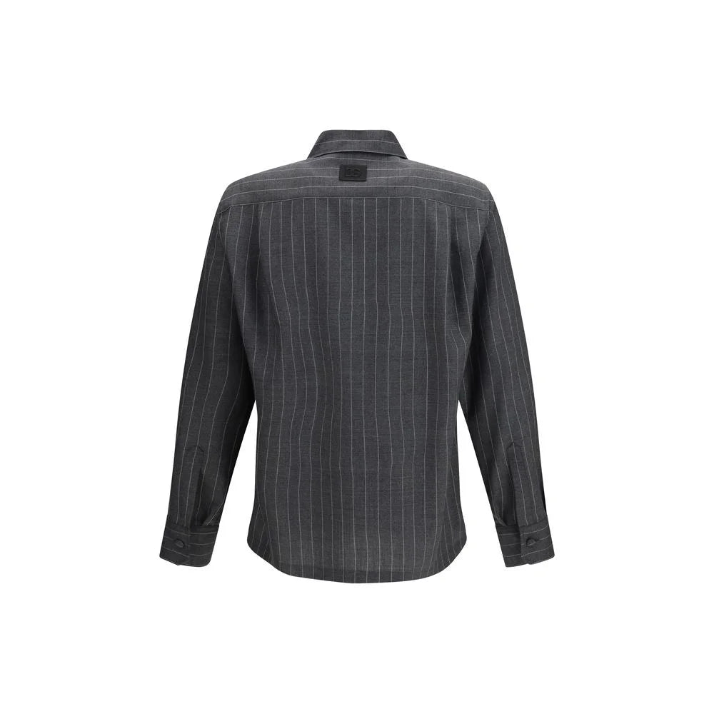 Dolce & Gabbana Gray Wool Oves Aries Dress Shirt