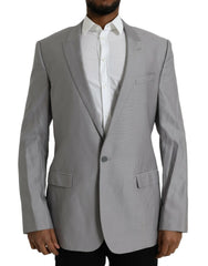 Dolce & Gabbana Gray Wool Peak Single Breasted Coat Blazer - IT54 | XL - Sport Jackets
