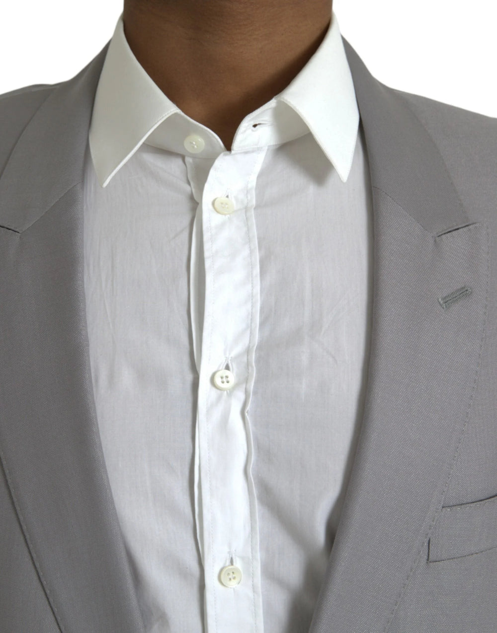 Dolce & Gabbana Gray Wool Peak Single Breasted Coat Blazer - IT54 | XL - Sport Jackets