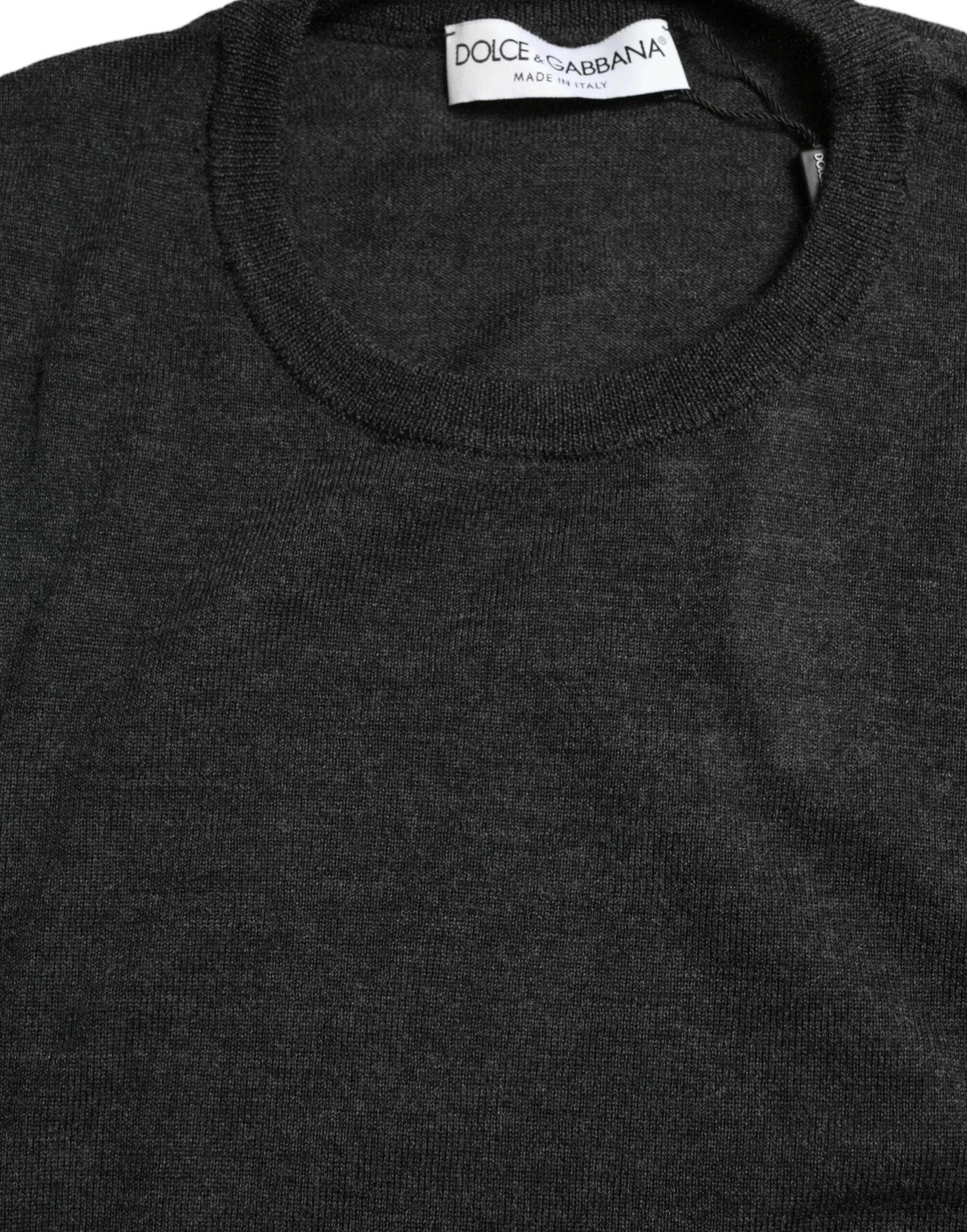 Dolce & Gabbana Gray Wool Round Neck Pullover Sweater - Sweaters