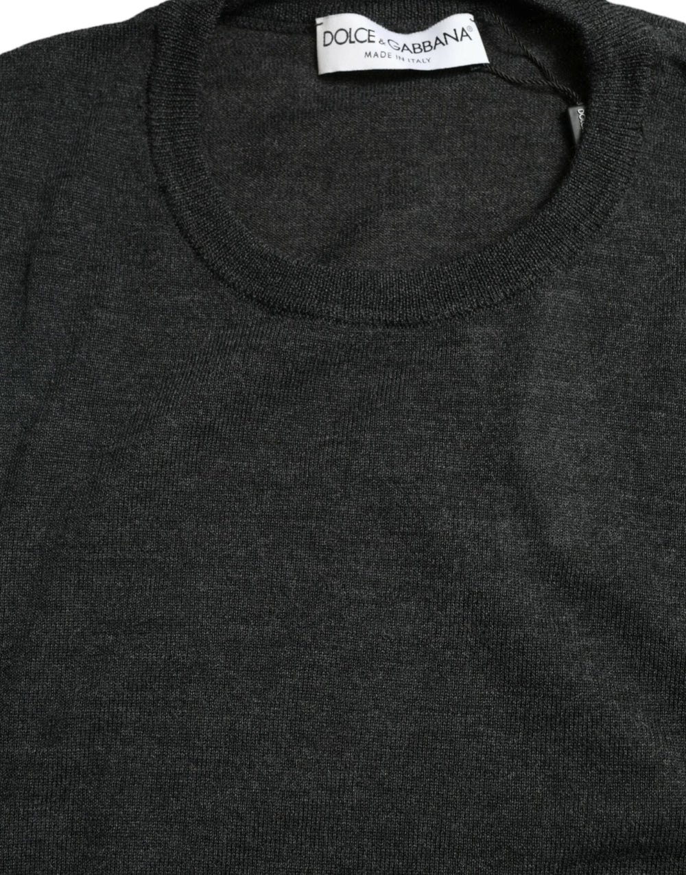 Dolce & Gabbana Gray Wool Round Neck Pullover Sweater - Sweaters