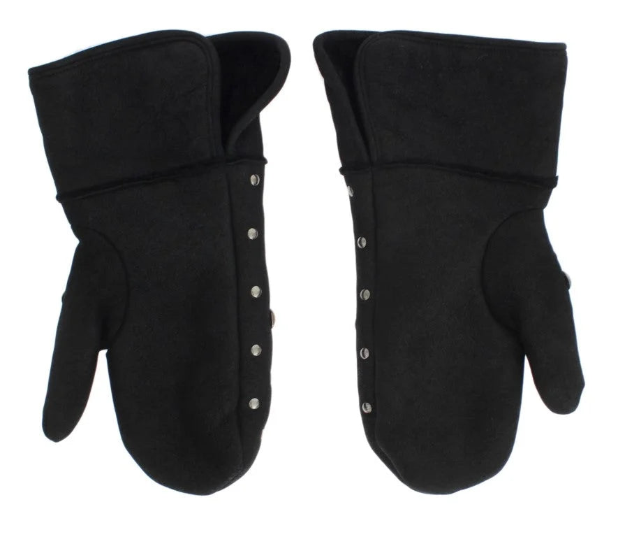 Dolce & Gabbana Gray Wool Shearling Studded Gloves - 9|M - Gloves & Mittens