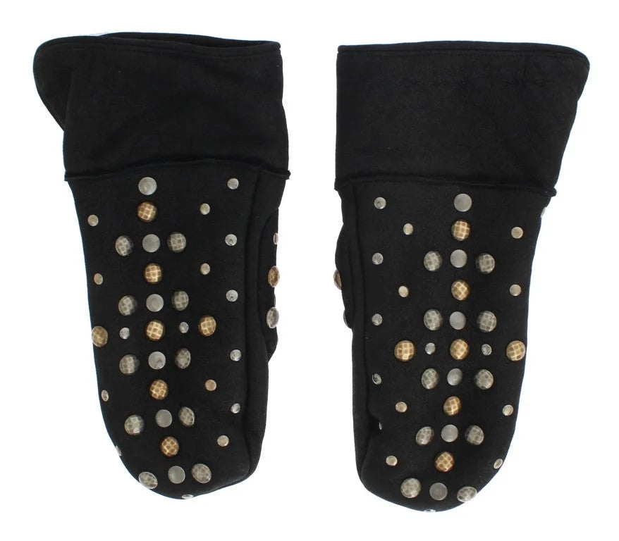 Dolce & Gabbana Gray Wool Shearling Studded Gloves - 9|M - Gloves & Mittens