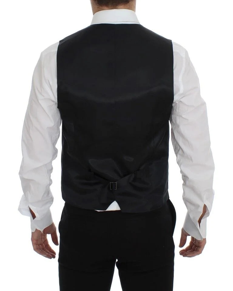 Dolce & Gabbana Gray Wool Silk Dress Vest Gilet Weste - IT48 | M - Vests