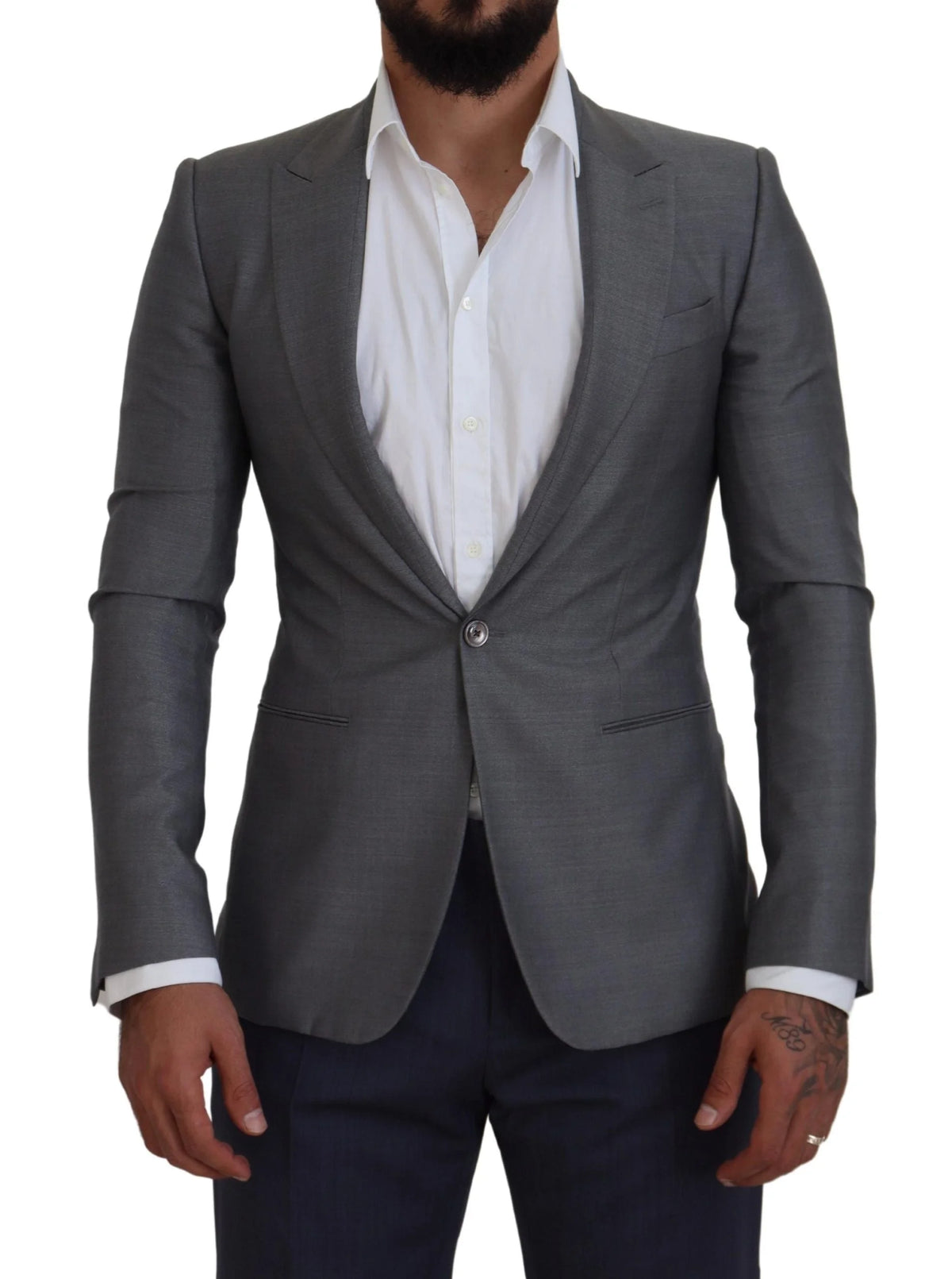 Dolce & Gabbana Gray Wool Silk Slim Fit Jacket Blazer - IT46 | S - Sport Jackets