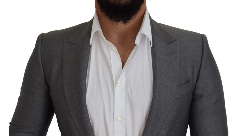 Dolce & Gabbana Gray Wool Silk Slim Fit Jacket Blazer - IT46 | S - Sport Jackets