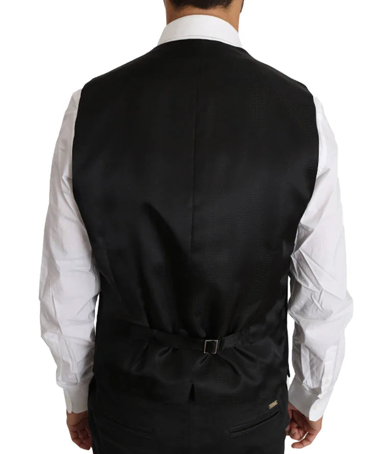 Dolce & Gabbana Gray Wool Silk Waistcoat Vest - IT52 | XL - Vests