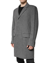 Dolce & Gabbana Gray Wool Single Breasted Trench Coat Jacket - IT52 | XL - Trench Coats