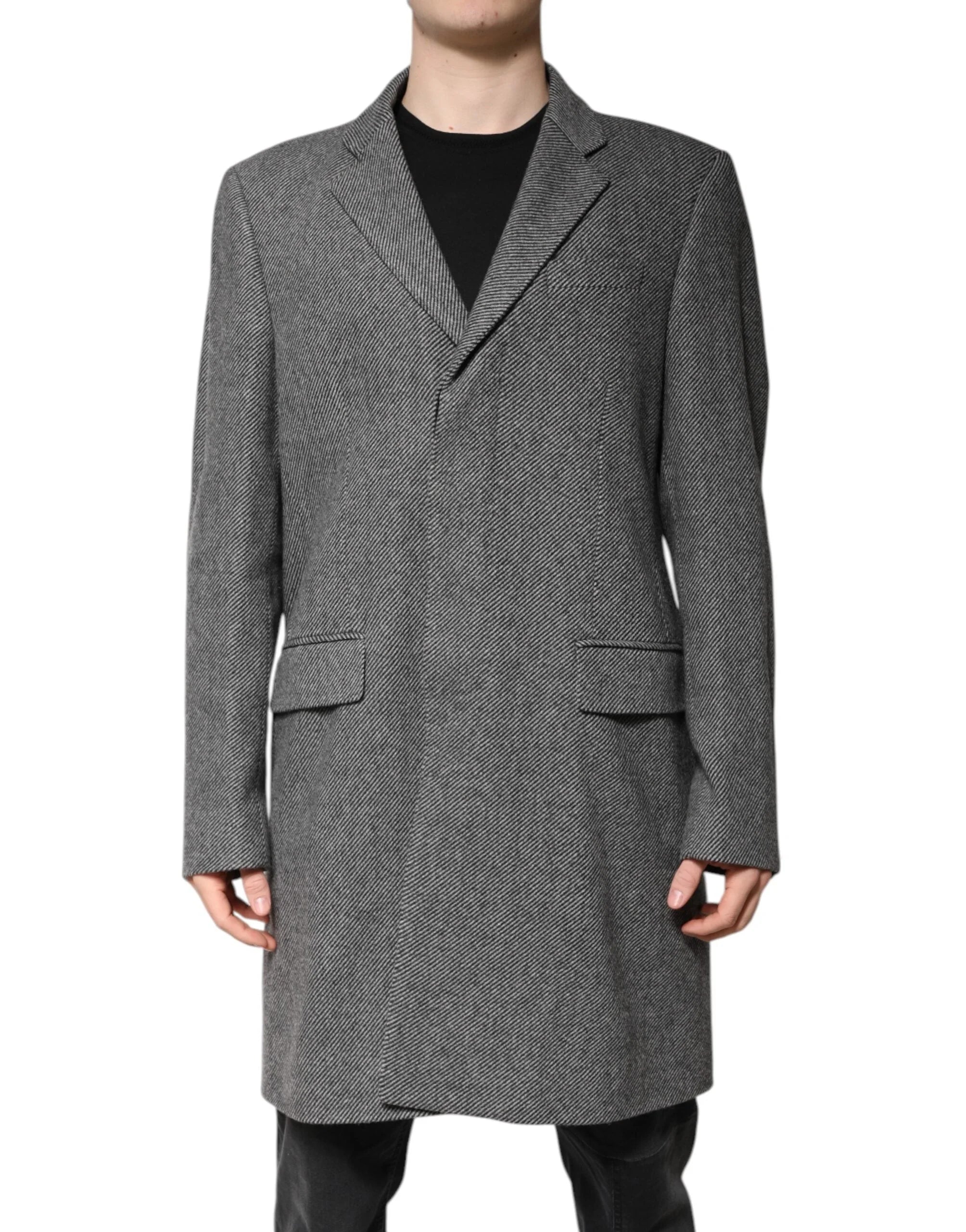 Dolce & Gabbana Gray Wool Single Breasted Trench Coat Jacket - IT52 | XL - Trench Coats