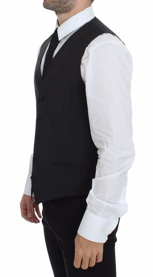 Dolce & Gabbana Gray Wool Stretch Dress Vest Blazer - Vests