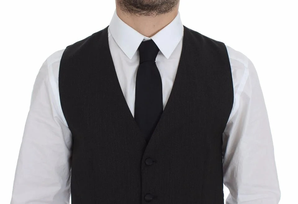 Dolce & Gabbana Gray Wool Stretch Dress Vest Jacket Blazer - IT48 | M - Vests