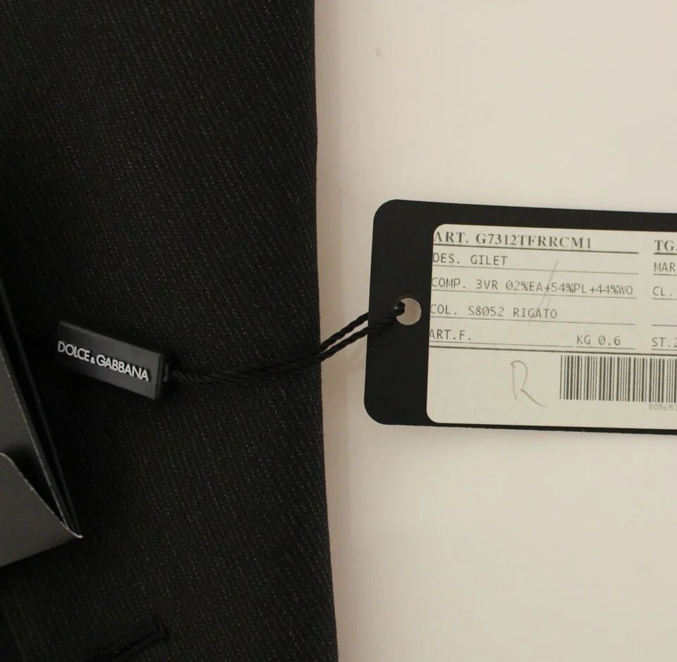 Dolce & Gabbana Gray Wool Stretch Dress Vest Jacket Blazer - IT48 | M - Vests