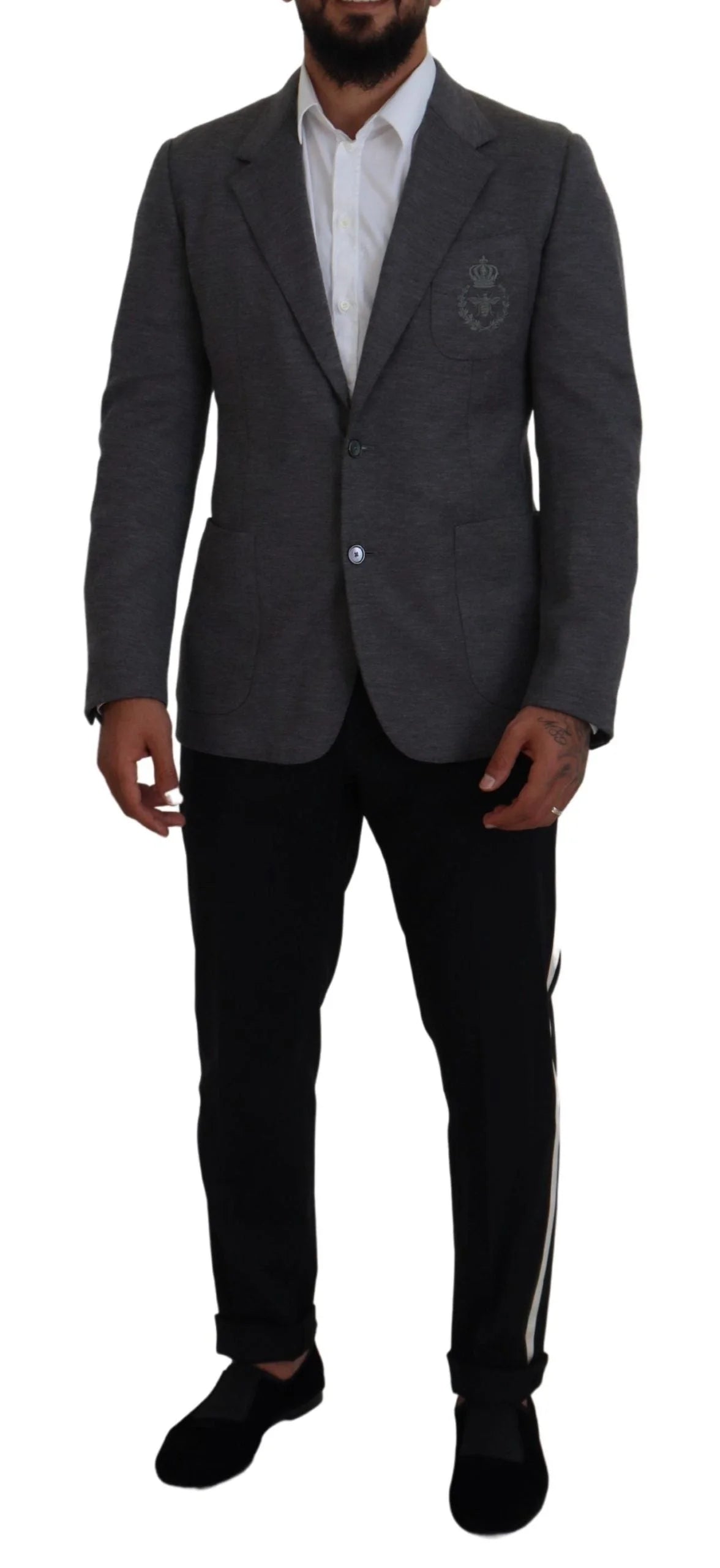 Dolce & Gabbana Gray Wool Stretch Slim Fit Jacket Blazer - IT44 | XS - Sport Jackets