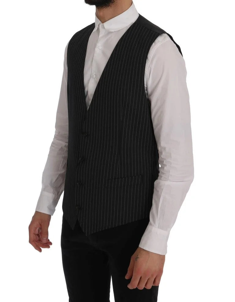Dolce & Gabbana Gray Wool Stretch Vest - IT52 | XL - Vests