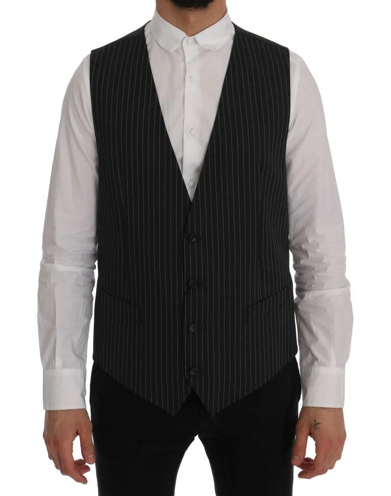 Dolce & Gabbana Gray Wool Stretch Vest - IT52 | XL - Vests