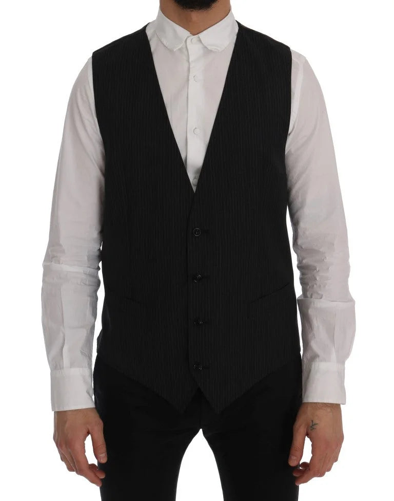 Dolce & Gabbana Gray Wool Stretch Vest - IT52 | XL - Vests