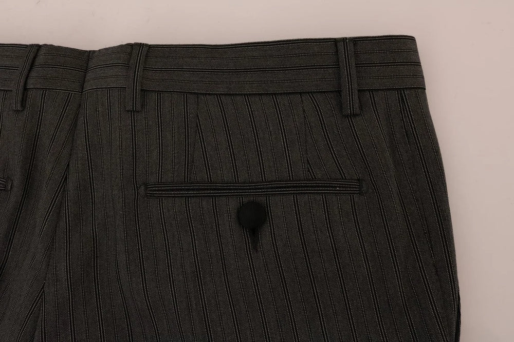 Dolce & Gabbana Gray Wool Striped Formal Pants - IT54 | XL - Trousers