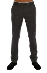 Dolce & Gabbana Gray Wool Striped Formal Pants - IT54 | XL - Trousers