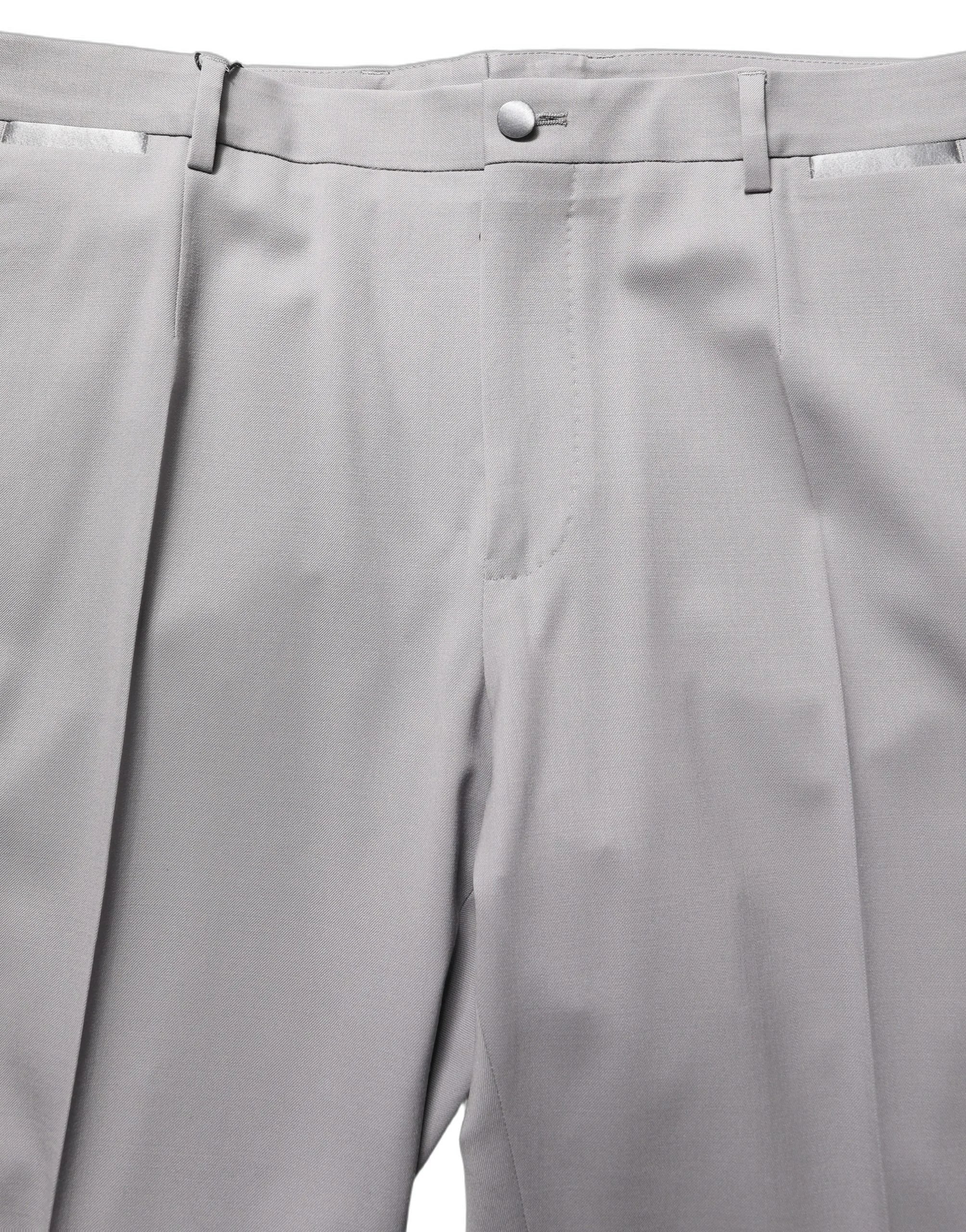 Dolce & Gabbana Gray Wool Tapered Men Dress Trouser Pants - IT54 | XL
