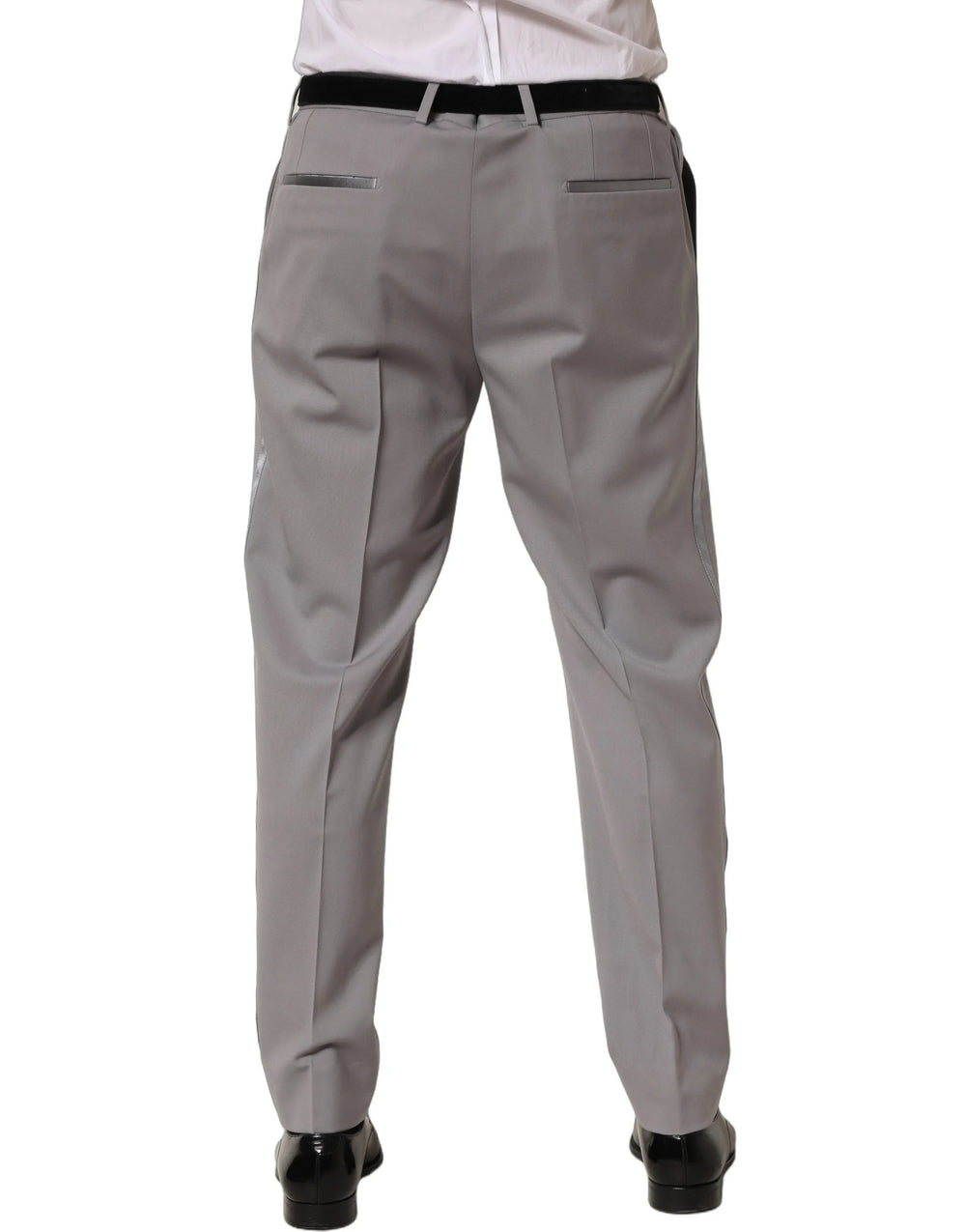 Dolce & Gabbana Gray Wool Tapered Men Dress Trouser Pants - IT54 | XL