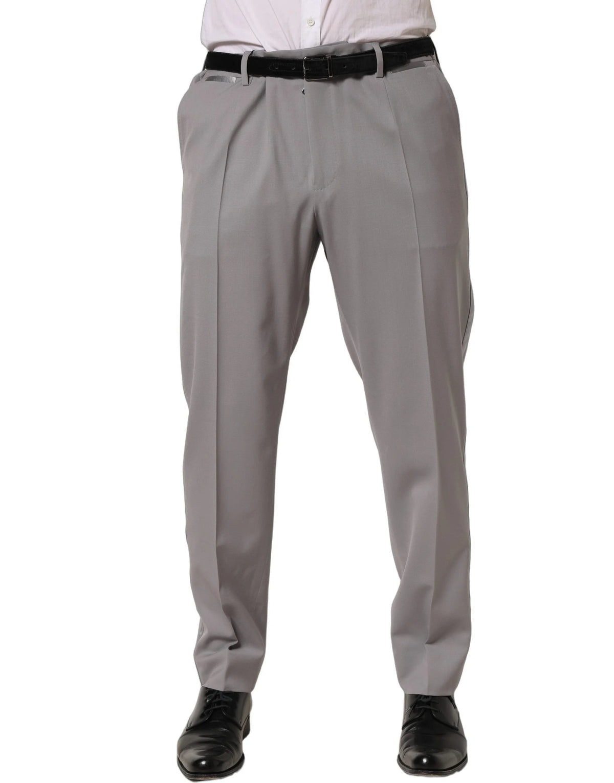 Dolce & Gabbana Gray Wool Tapered Men Dress Trouser Pants - IT54 | XL