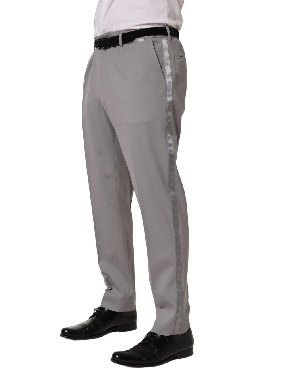 Dolce & Gabbana Gray Wool Tapered Men Dress Trouser Pants - IT54 | XL