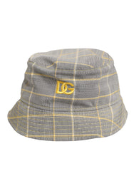 Dolce & Gabbana Gray Yellow Wool Blend Plaid Bucket Cap Men Hat - 59 cm|L - Bucket Hats