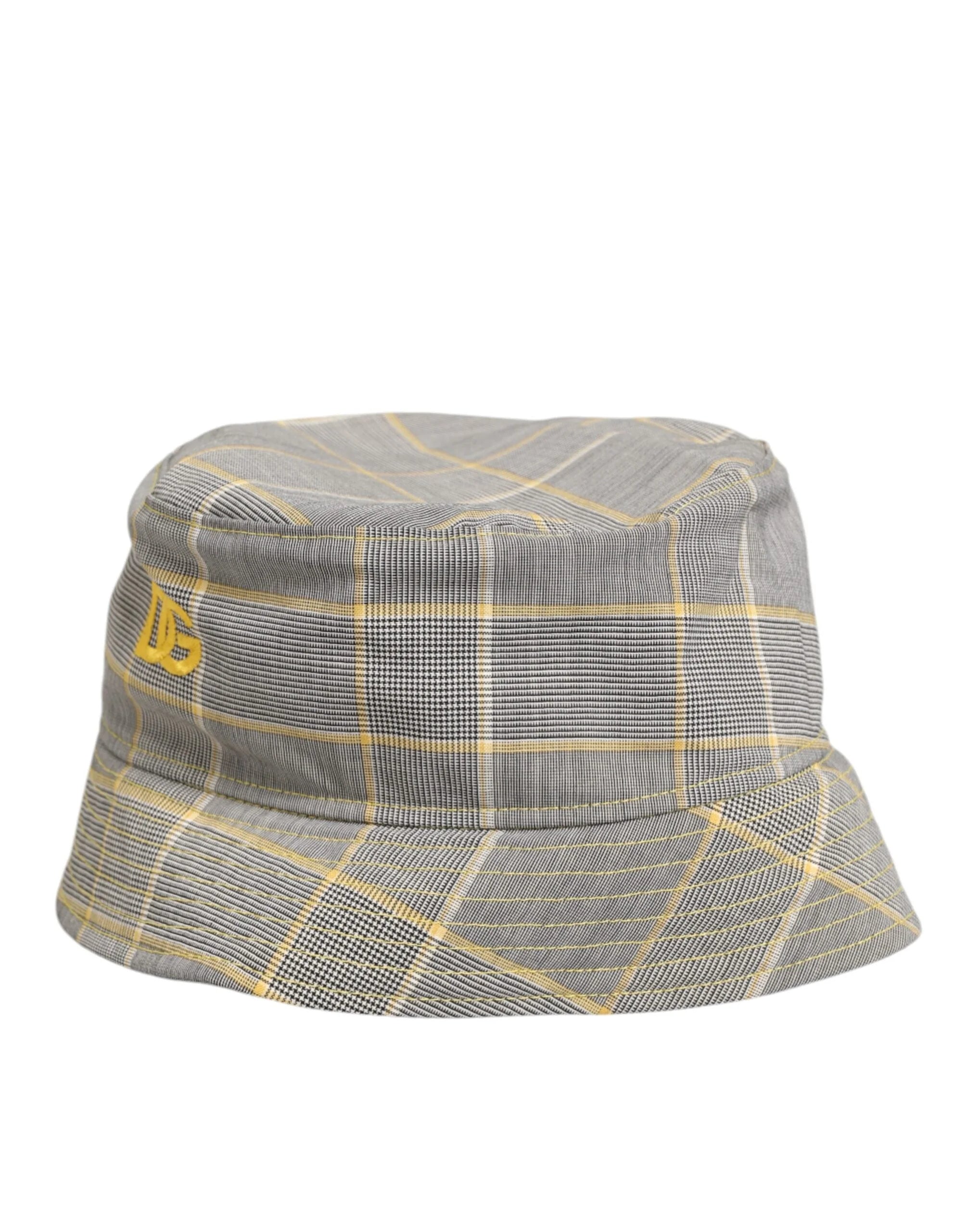 Dolce & Gabbana Gray Yellow Wool Blend Plaid Bucket Cap Men Hat - 59 cm|L - Bucket Hats