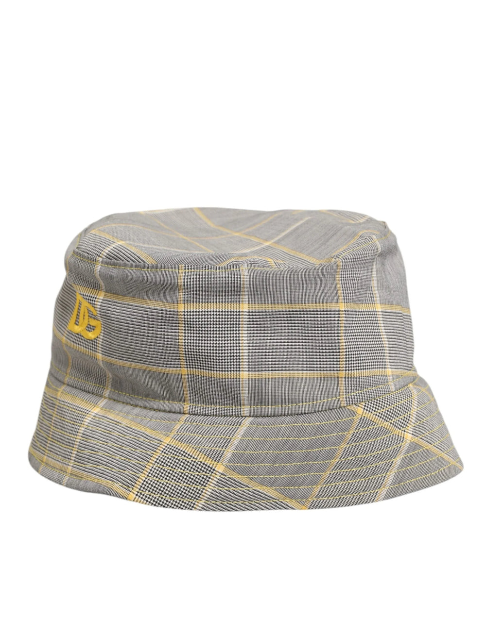 Dolce & Gabbana Gray Yellow Wool Blend Plaid Bucket Cap Men Hat - 59 cm|L - Bucket Hats