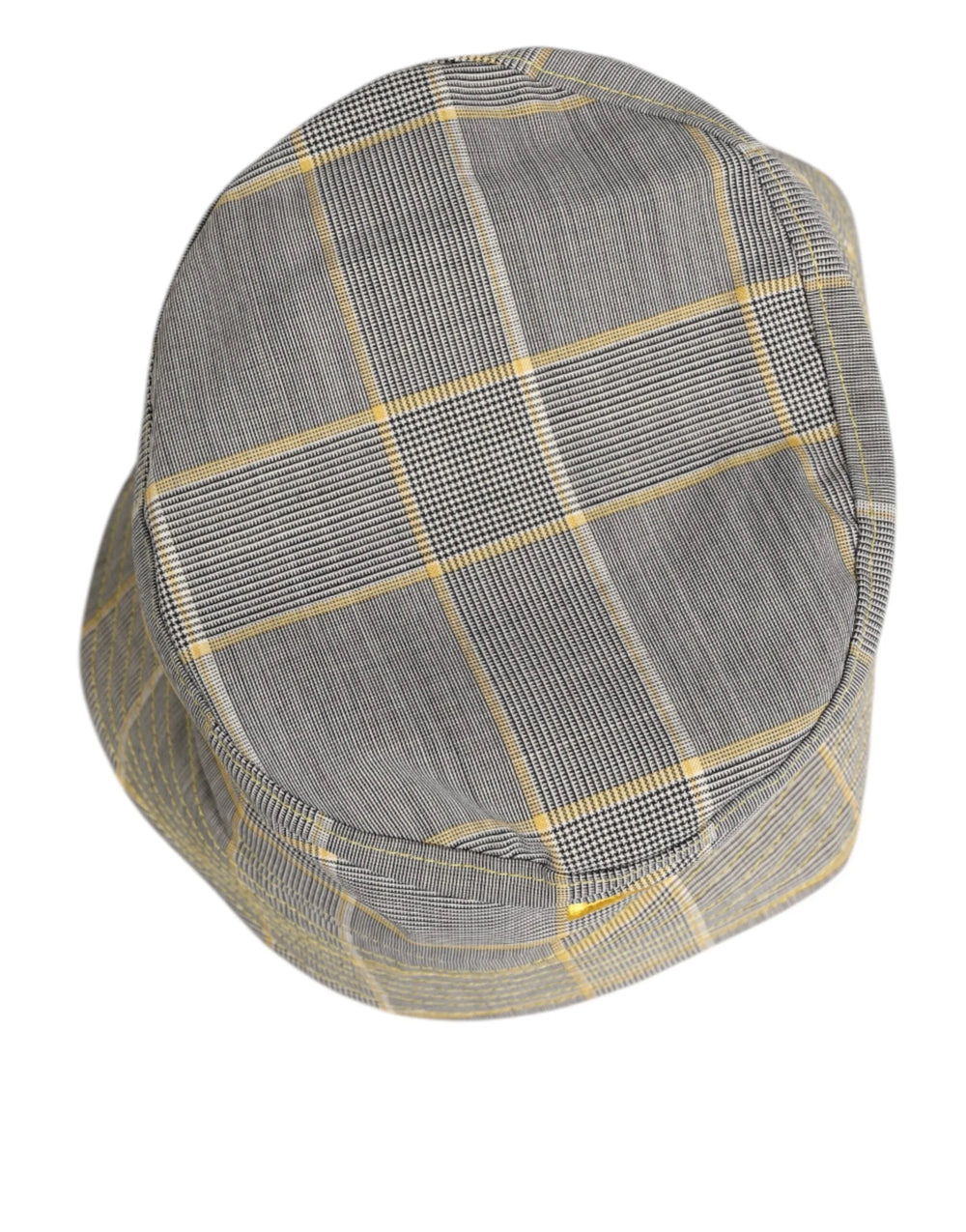 Dolce & Gabbana Gray Yellow Wool Blend Plaid Bucket Cap Men Hat - 59 cm|L - Bucket Hats