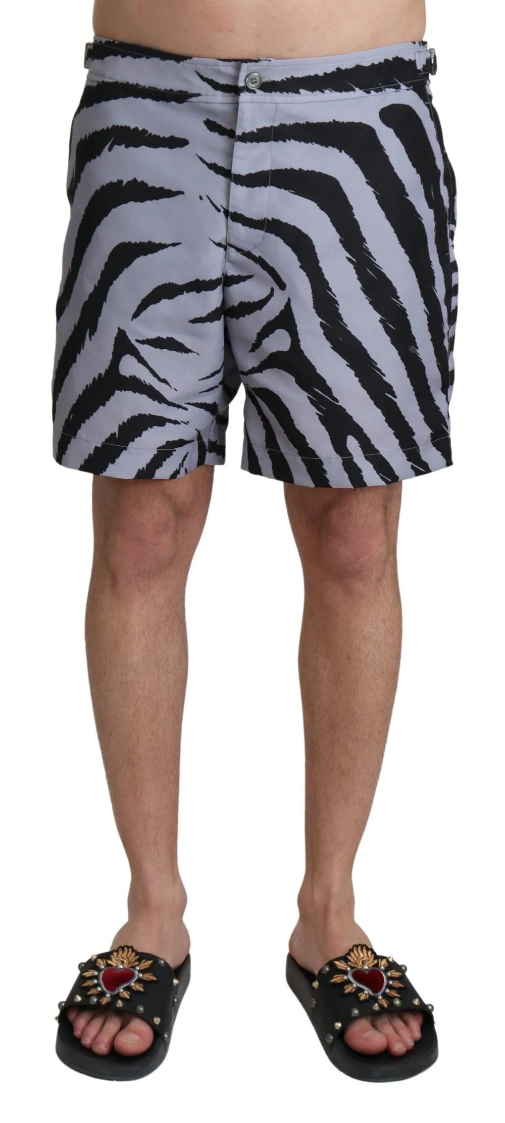 Dolce & Gabbana Gray Zebra Print Beachwear Shorts - IT4 | S - Swim Boxers