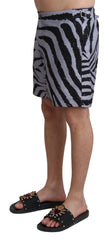 Dolce & Gabbana Gray Zebra Print Beachwear Shorts - IT4 | S - Swim Boxers