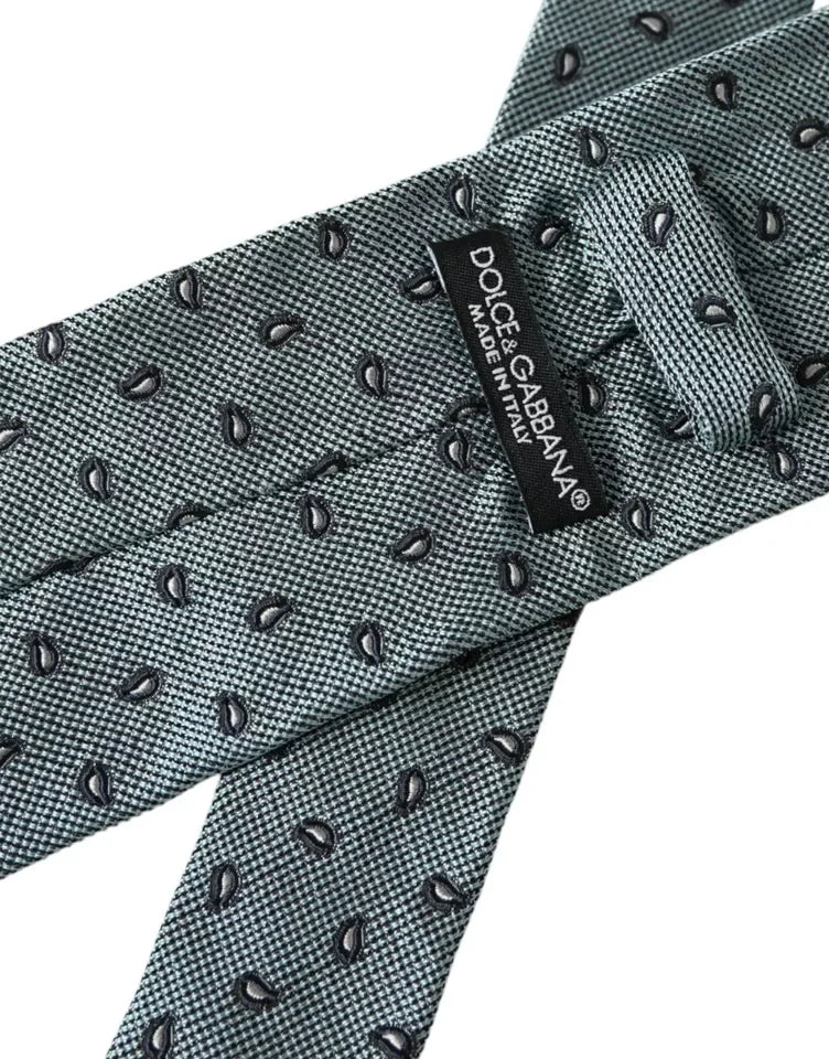 Dolce & Gabbana Green 100% Silk Patterned Adjustable Men Tie - Neckties